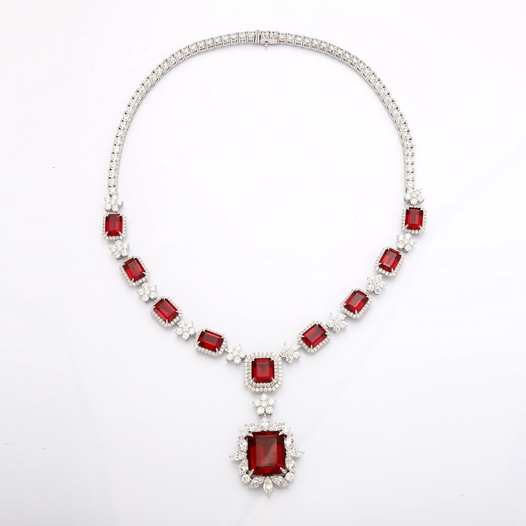 Crimson Royale Lab-Created Ruby Statement Necklace