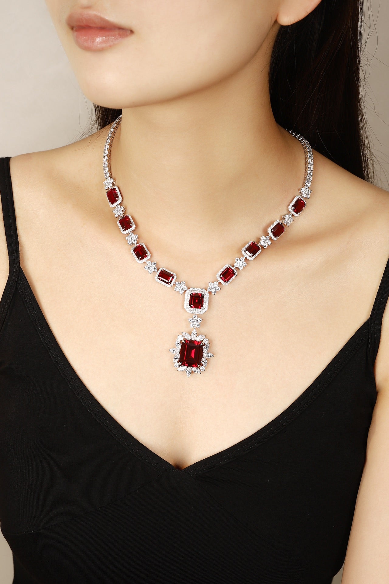 Crimson Royale Lab-Created Ruby Statement Necklace