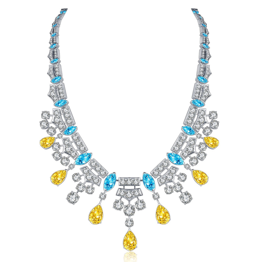 Aurora Dewdrop Blue & Yellow Statement Necklace