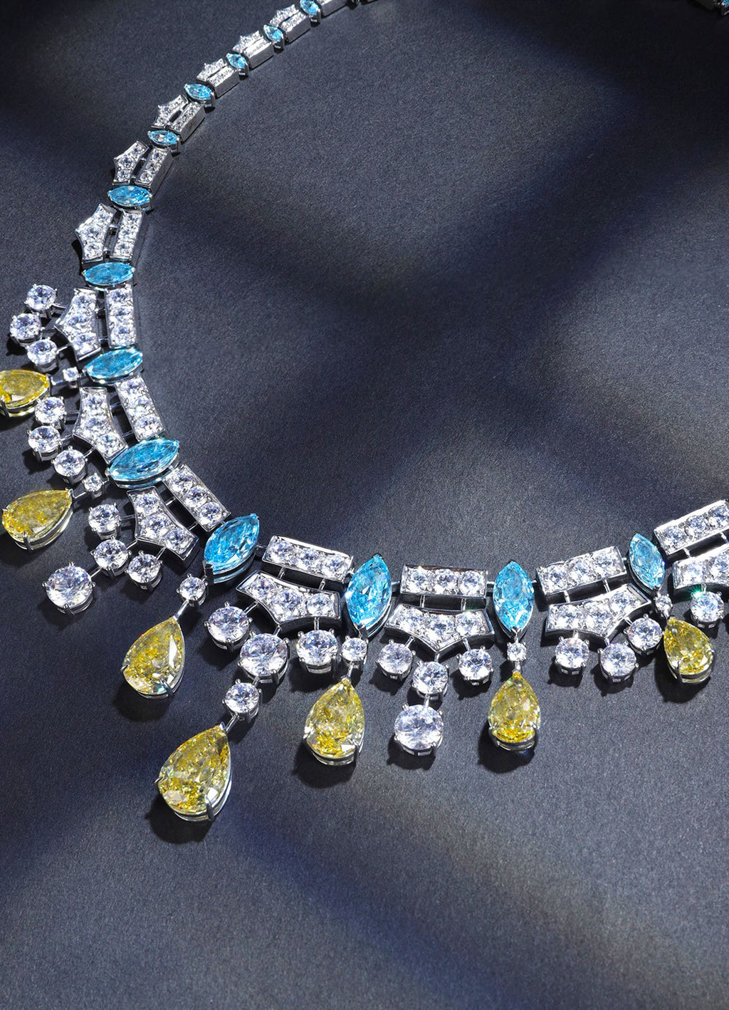 Aurora Dewdrop Blue & Yellow Statement Necklace