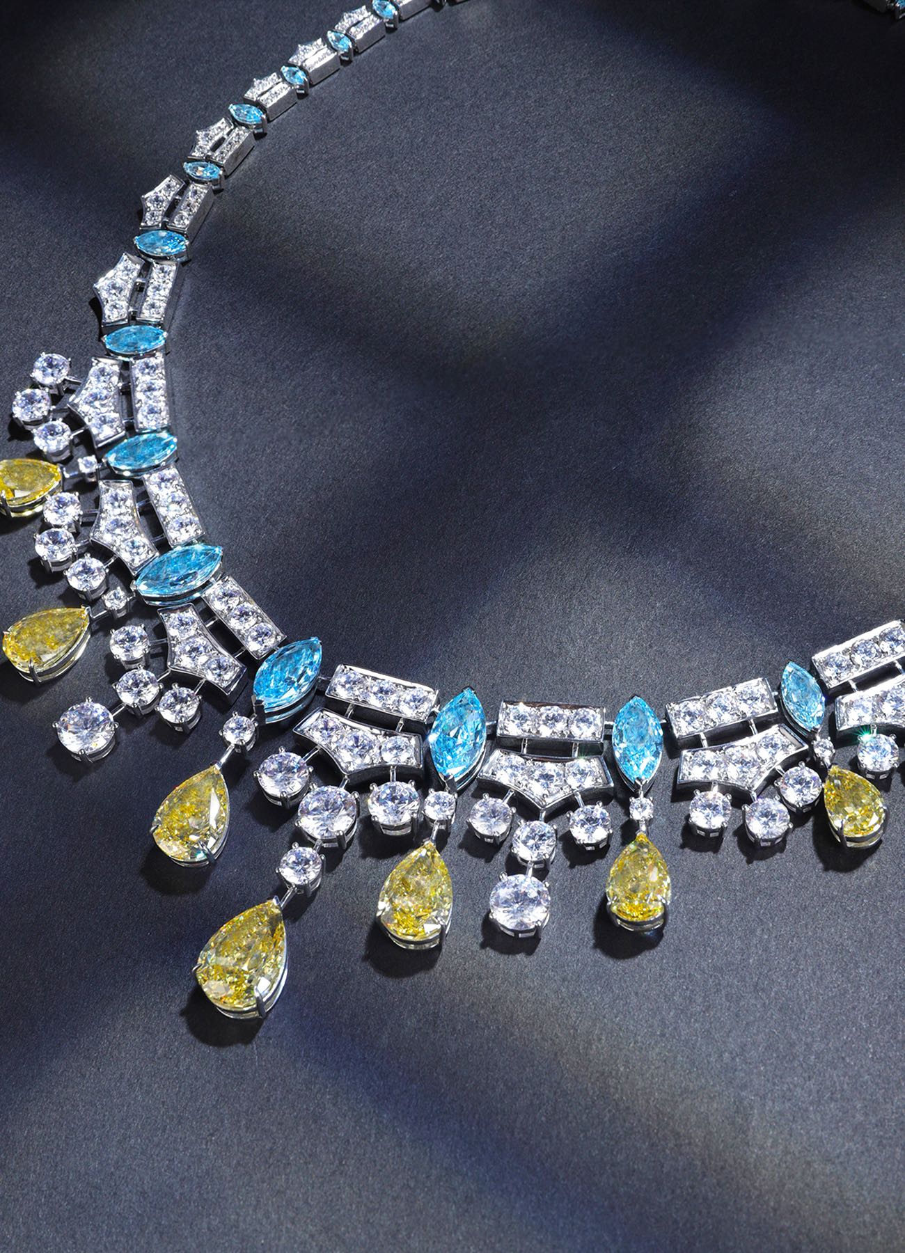 Aurora Dewdrop Blue & Yellow Statement Necklace