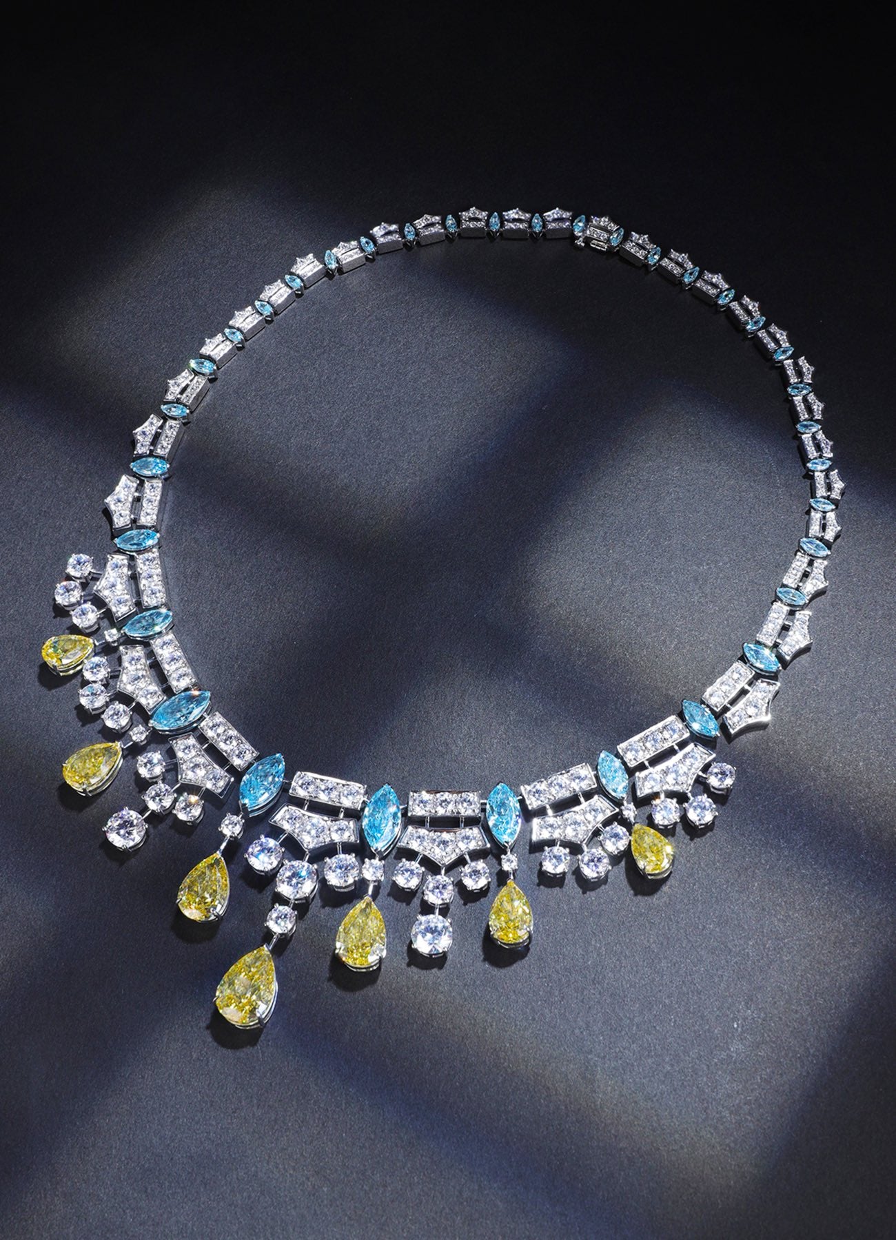 Aurora Dewdrop Blue & Yellow Statement Necklace