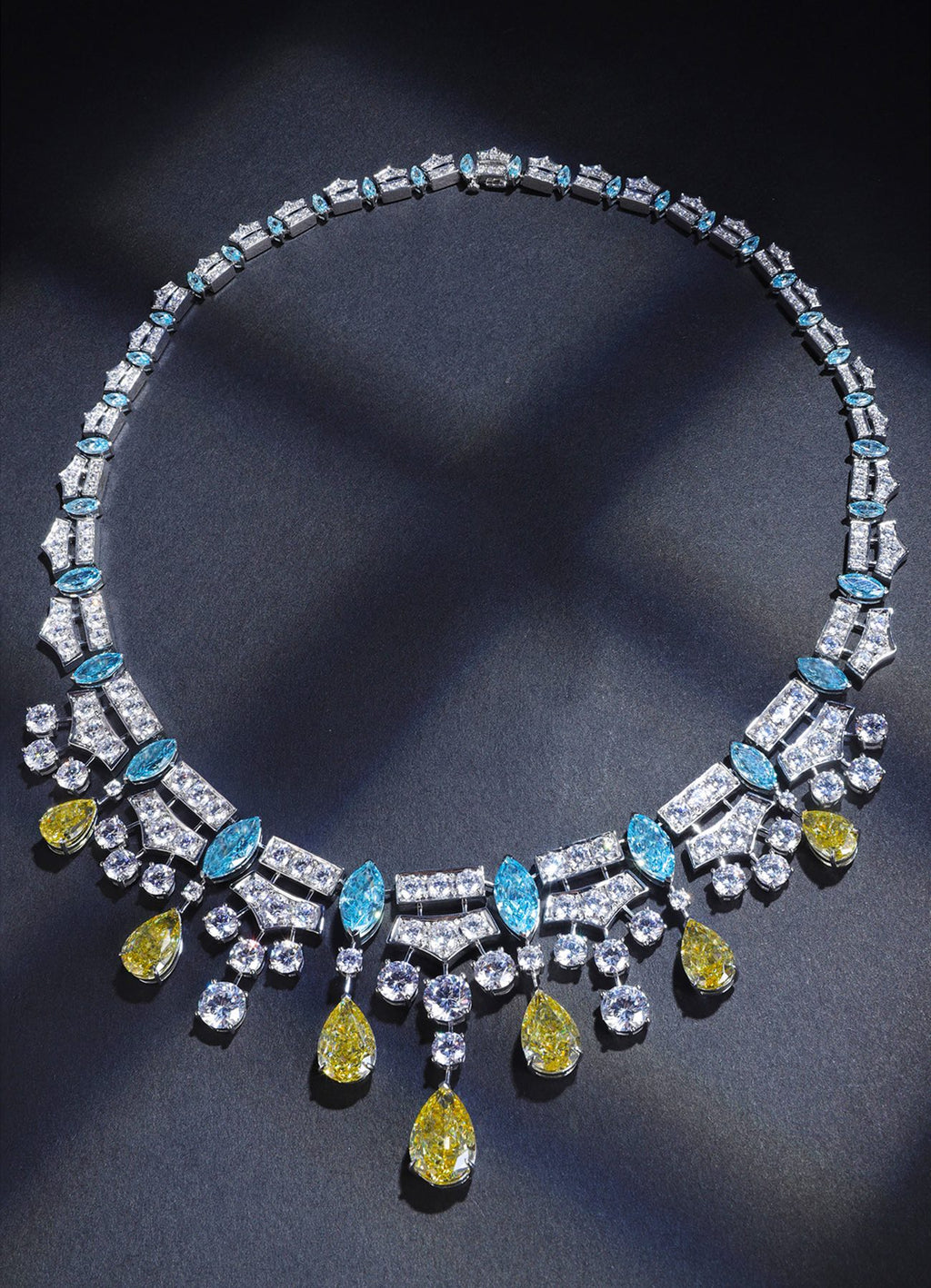 Aurora Dewdrop Blue & Yellow Statement Necklace