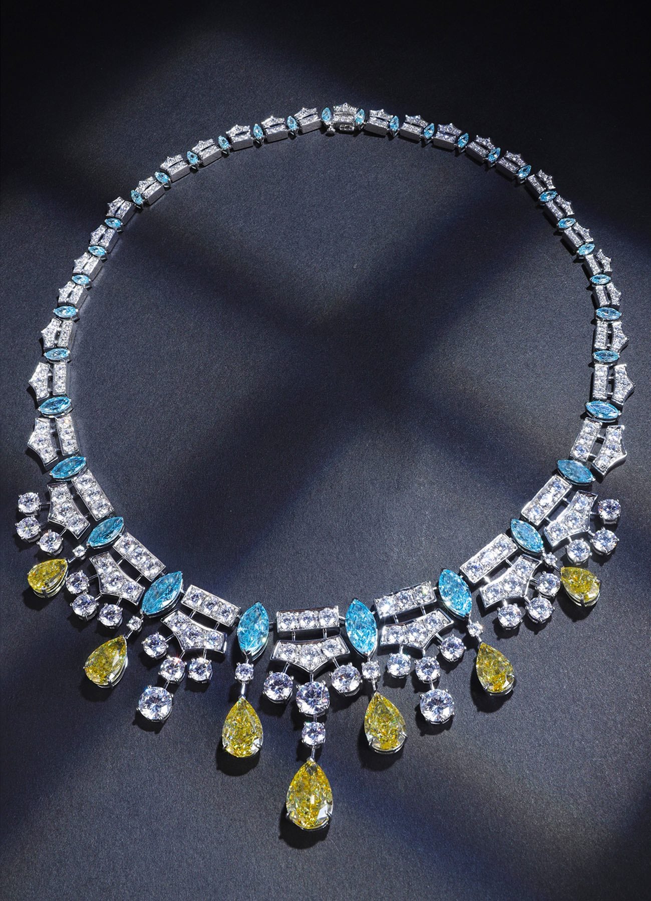 Aurora Dewdrop Blue & Yellow Statement Necklace