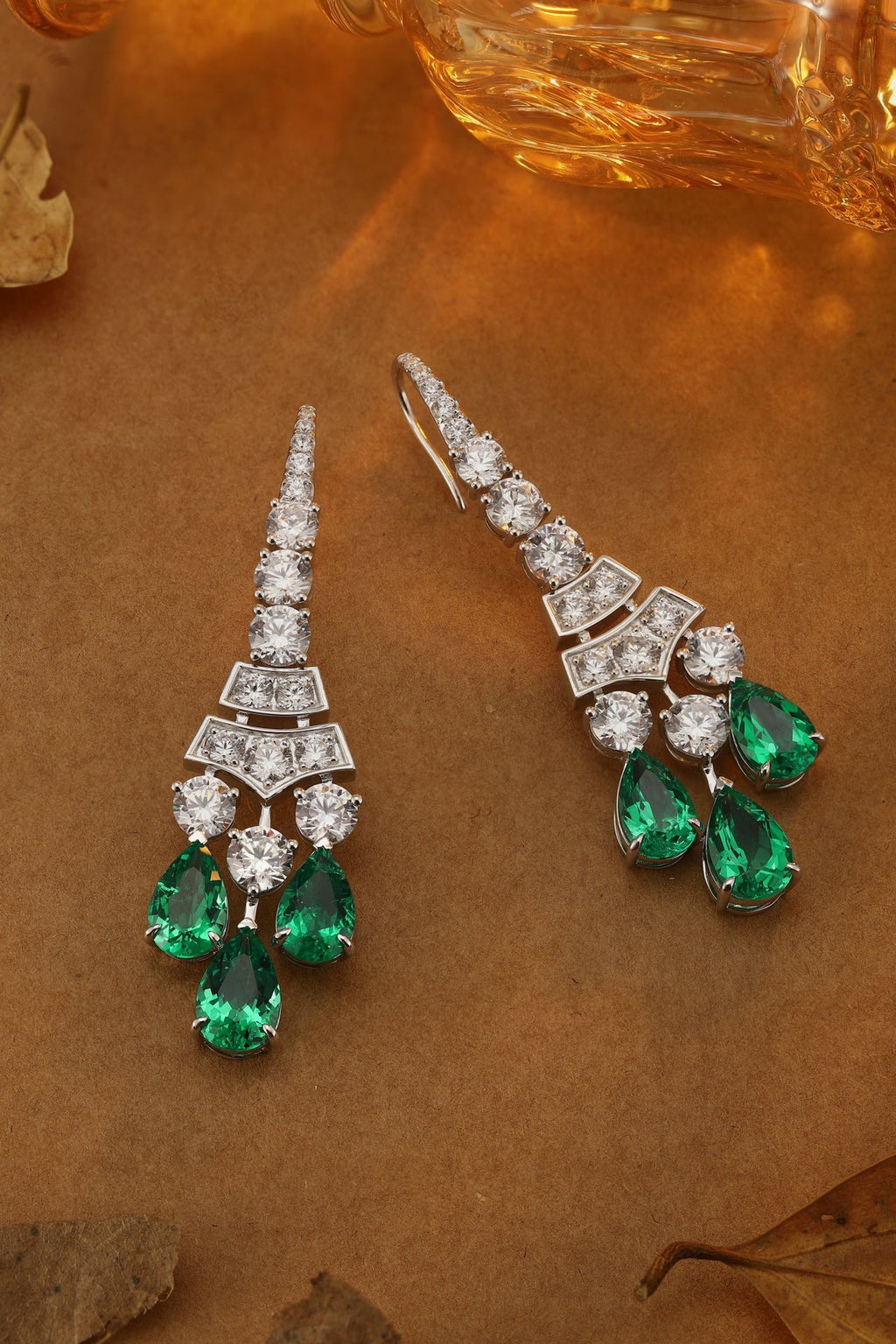 Emerald Grace Lab-Created Emerald Drop Earrings