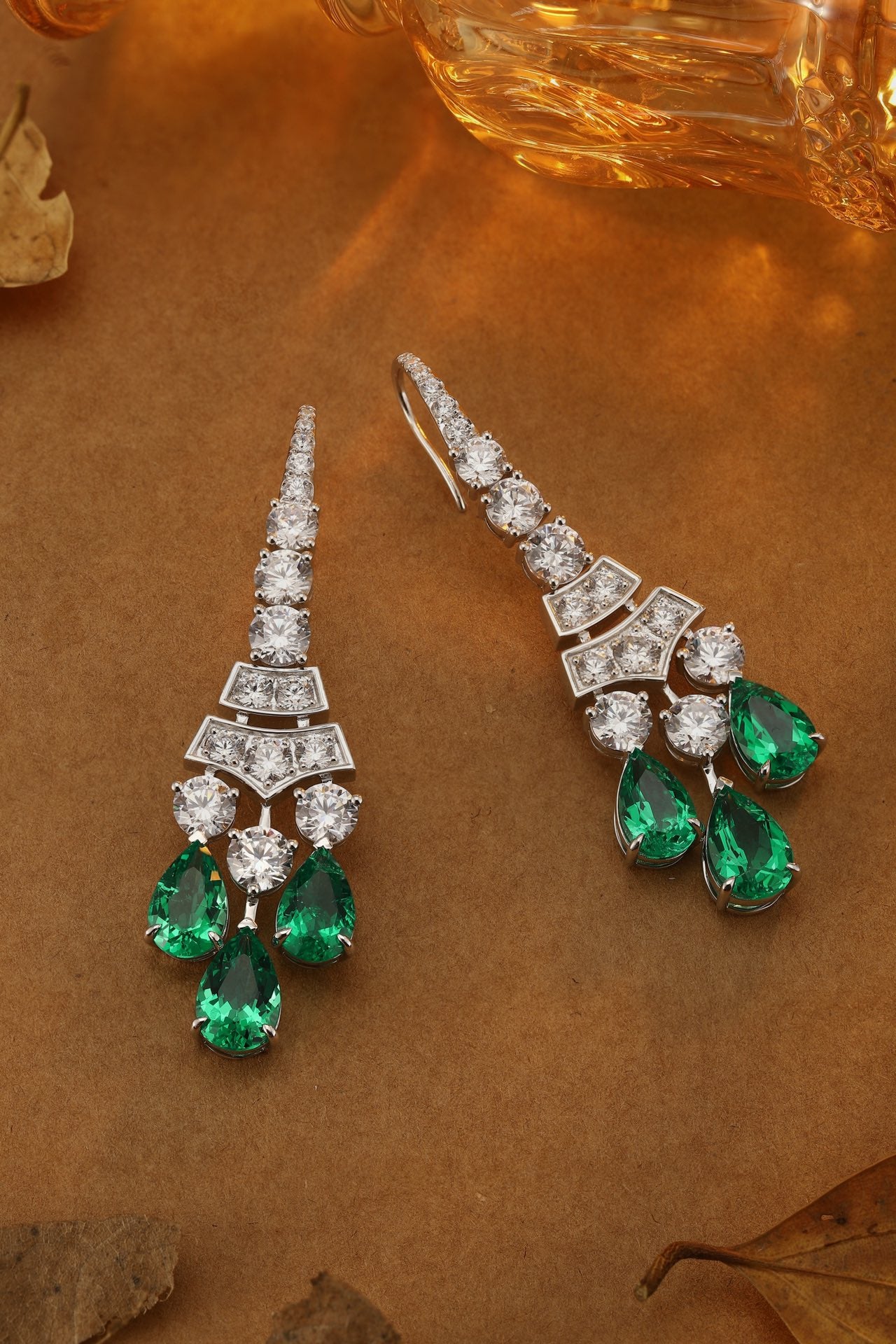 Emerald Grace Lab-Created Emerald Drop Earrings