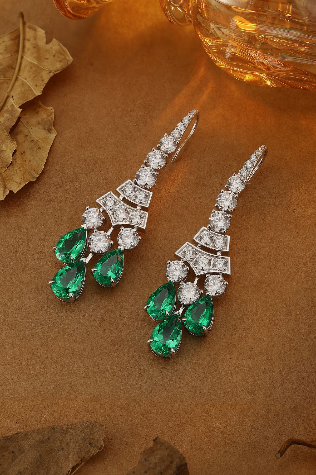 Emerald Grace Lab-Created Emerald Drop Earrings