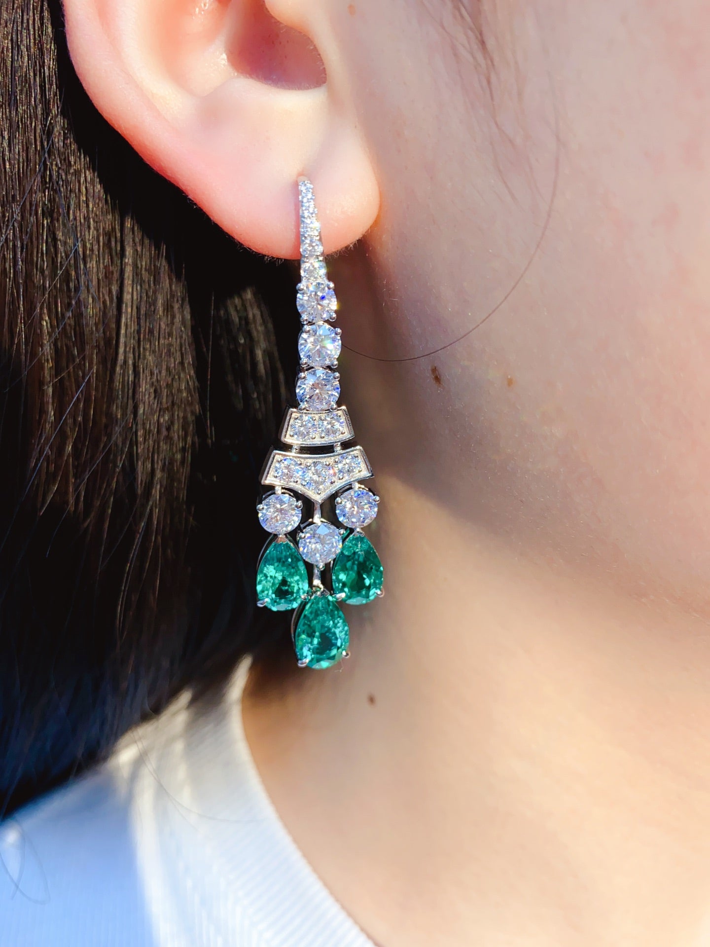 Emerald Grace Lab-Created Emerald Drop Earrings