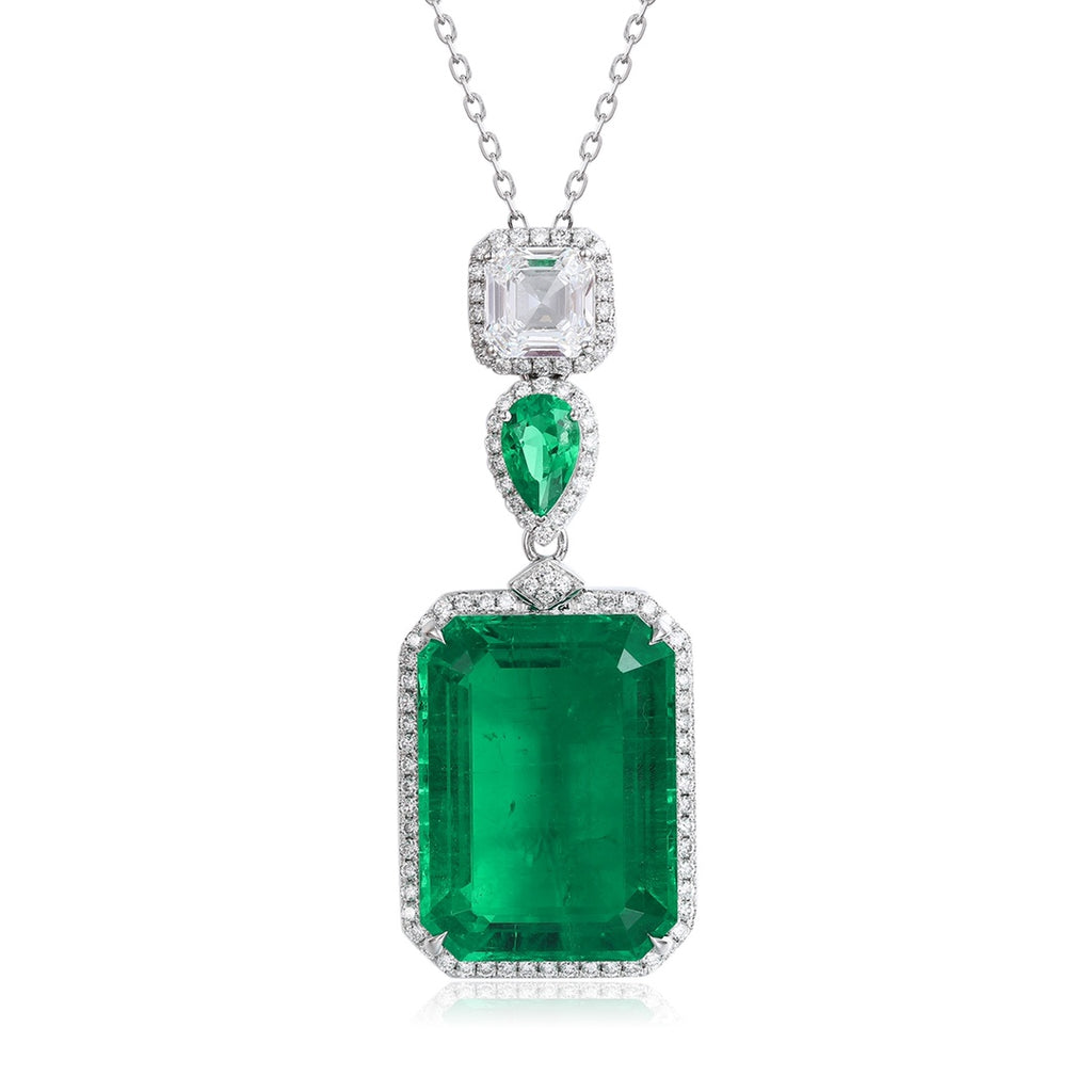 Verdant Heirloom Lab-Created Emerald Pendant Necklace