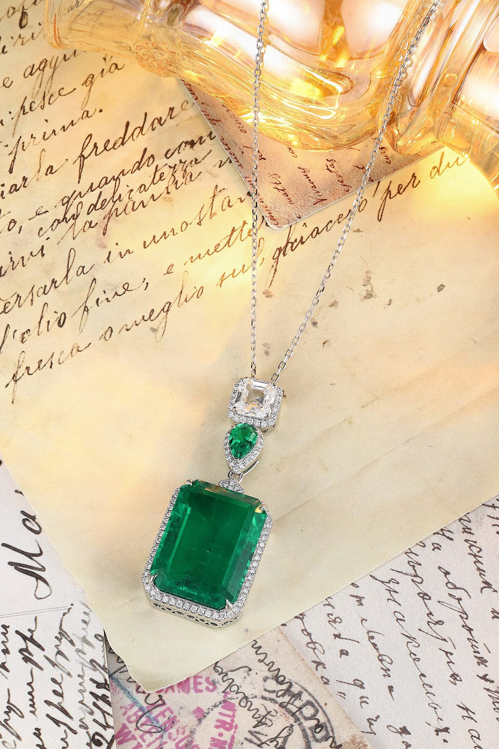Verdant Heirloom Lab-Created Emerald Pendant Necklace