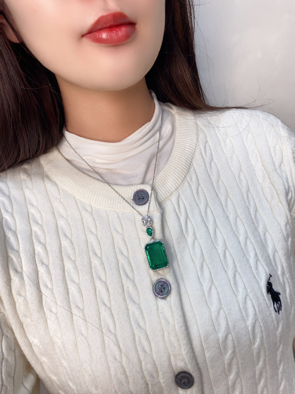 Verdant Heirloom Lab-Created Emerald Pendant Necklace