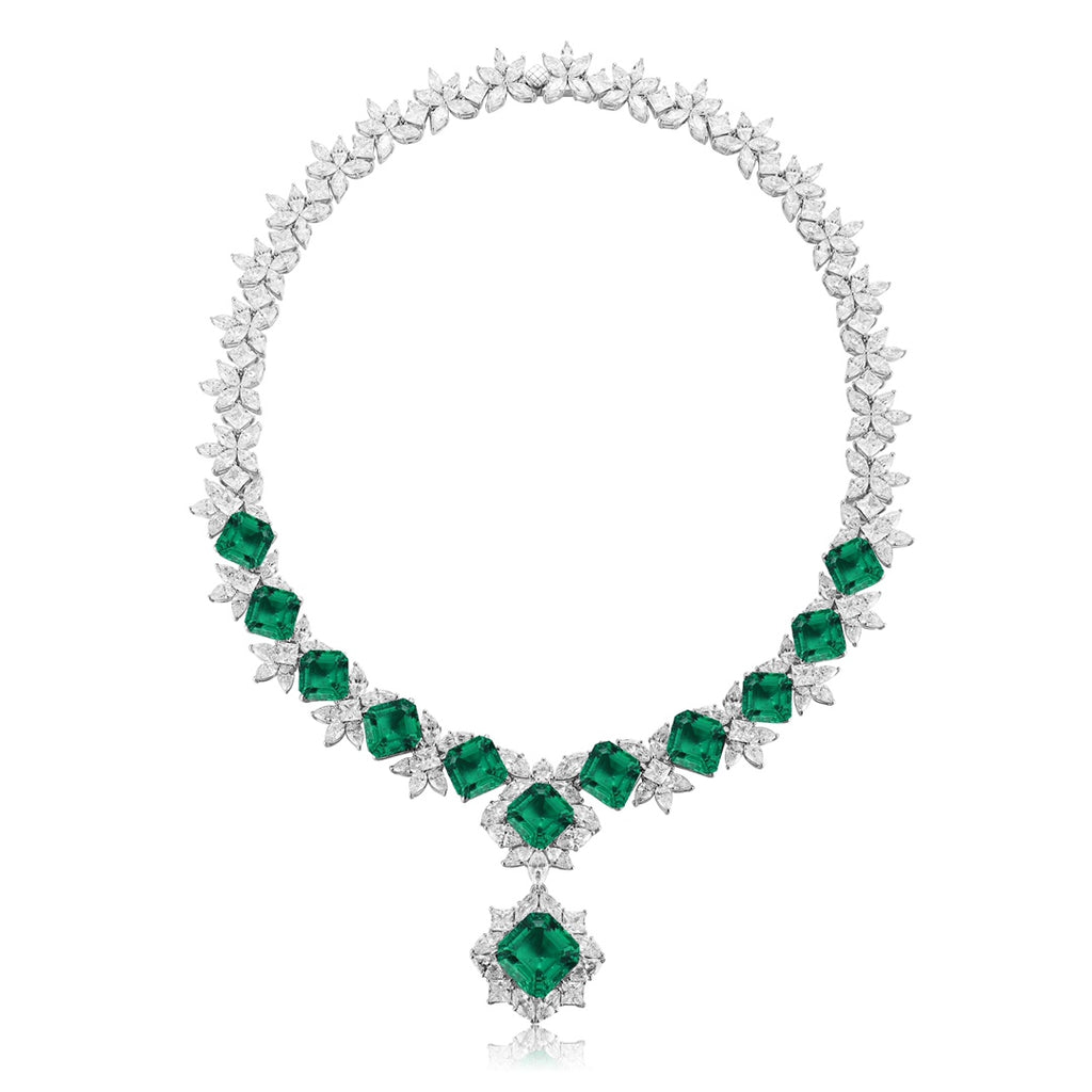 Emerald Bloom Lab-Created Emerald Statement Necklace