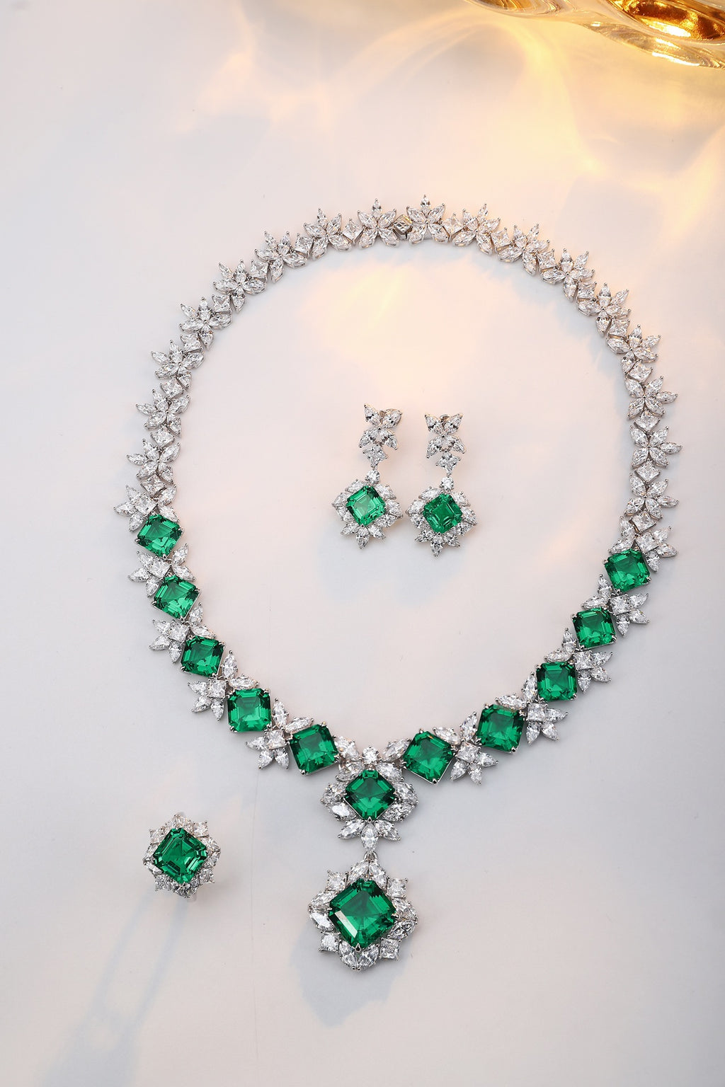 Emerald Bloom Lab-Created Emerald Statement Necklace