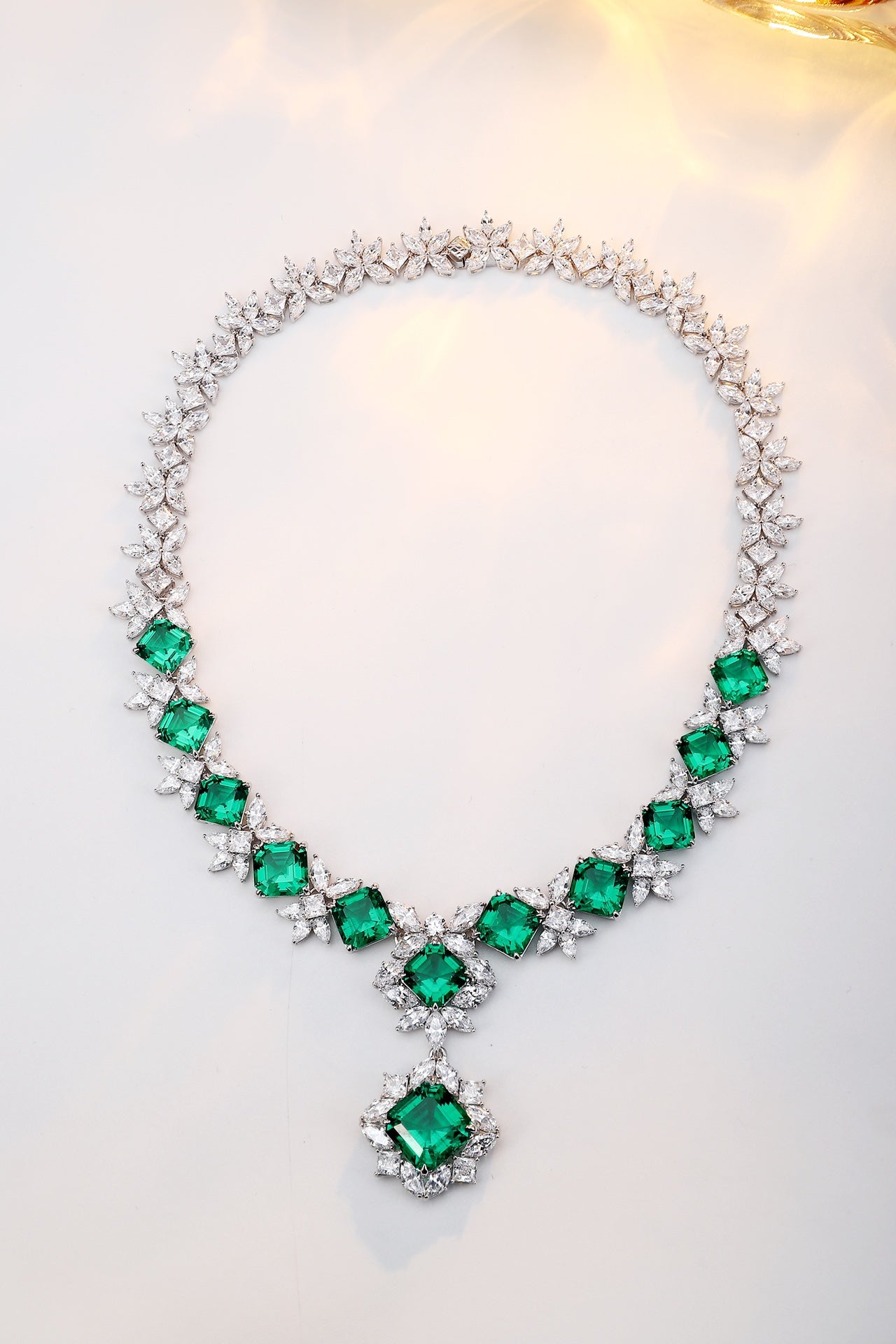 Emerald Bloom Lab-Created Emerald Statement Necklace