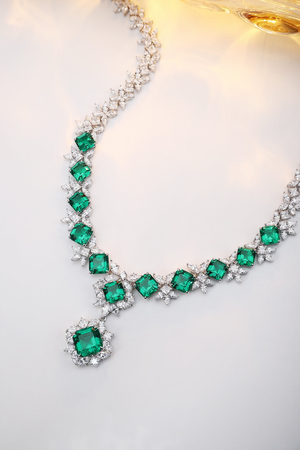 Emerald Bloom Lab-Created Emerald Statement Necklace
