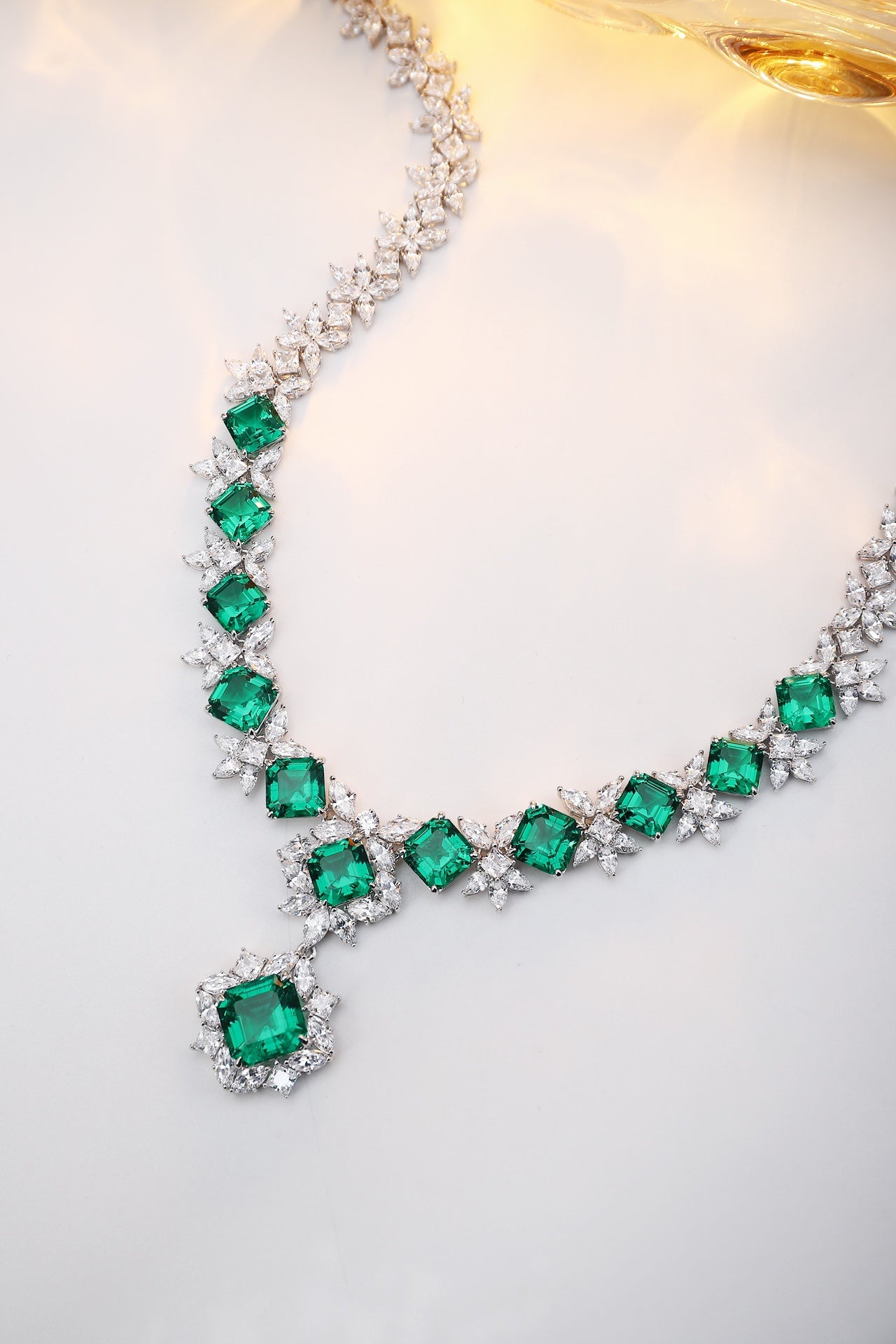 Emerald Bloom Lab-Created Emerald Statement Necklace