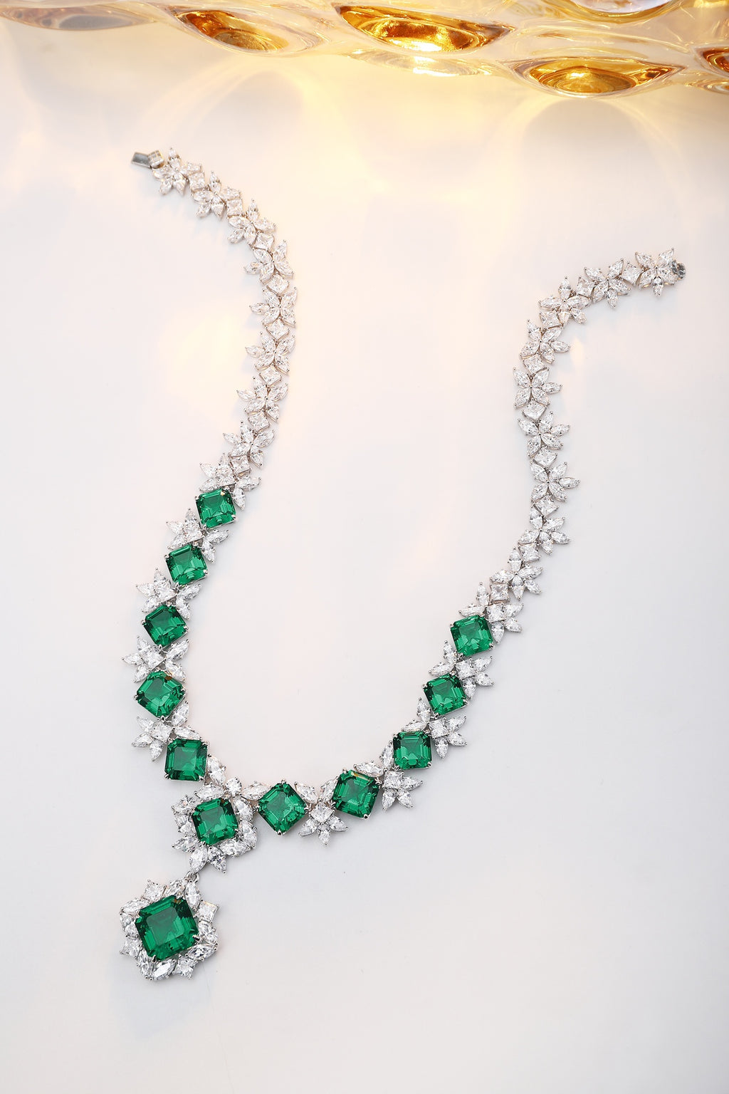 Emerald Bloom Lab-Created Emerald Statement Necklace