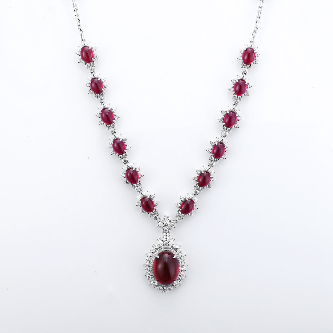 Ruby Velvet Lab-Created Ruby Statement Necklace