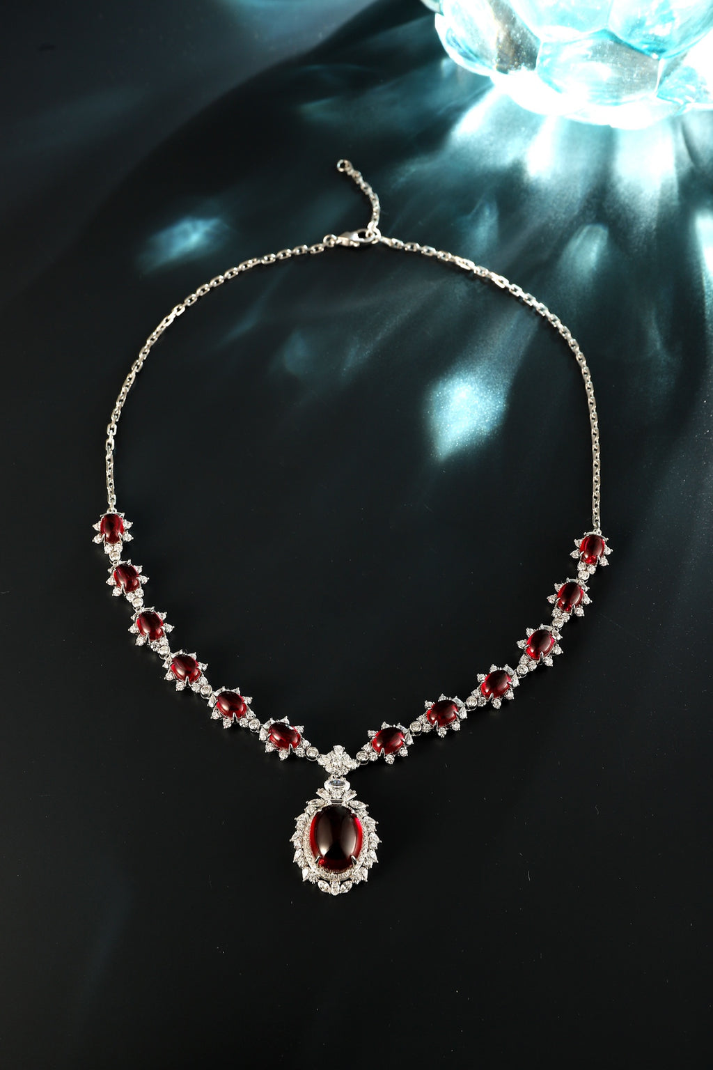 Ruby Velvet Lab-Created Ruby Statement Necklace