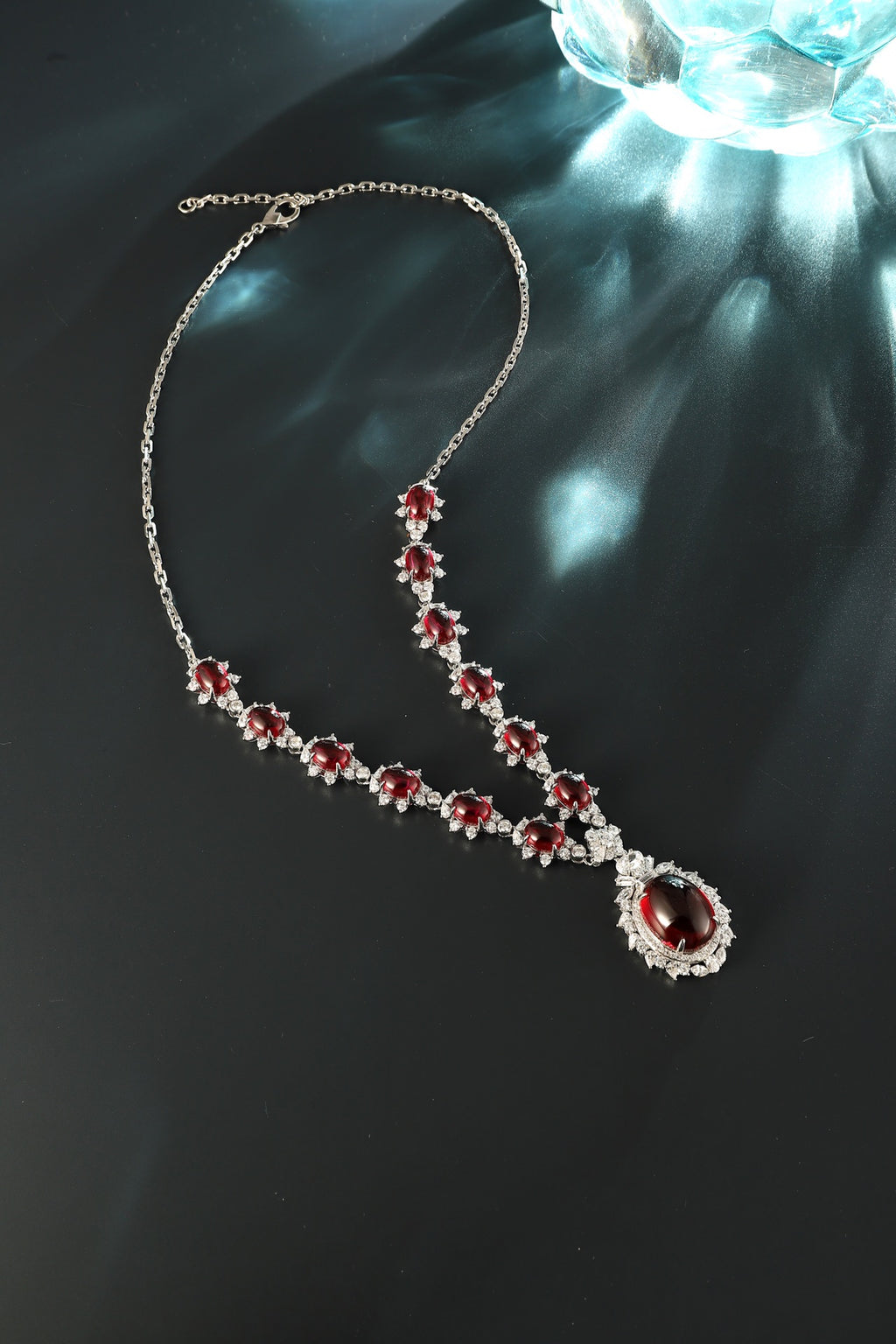 Ruby Velvet Lab-Created Ruby Statement Necklace
