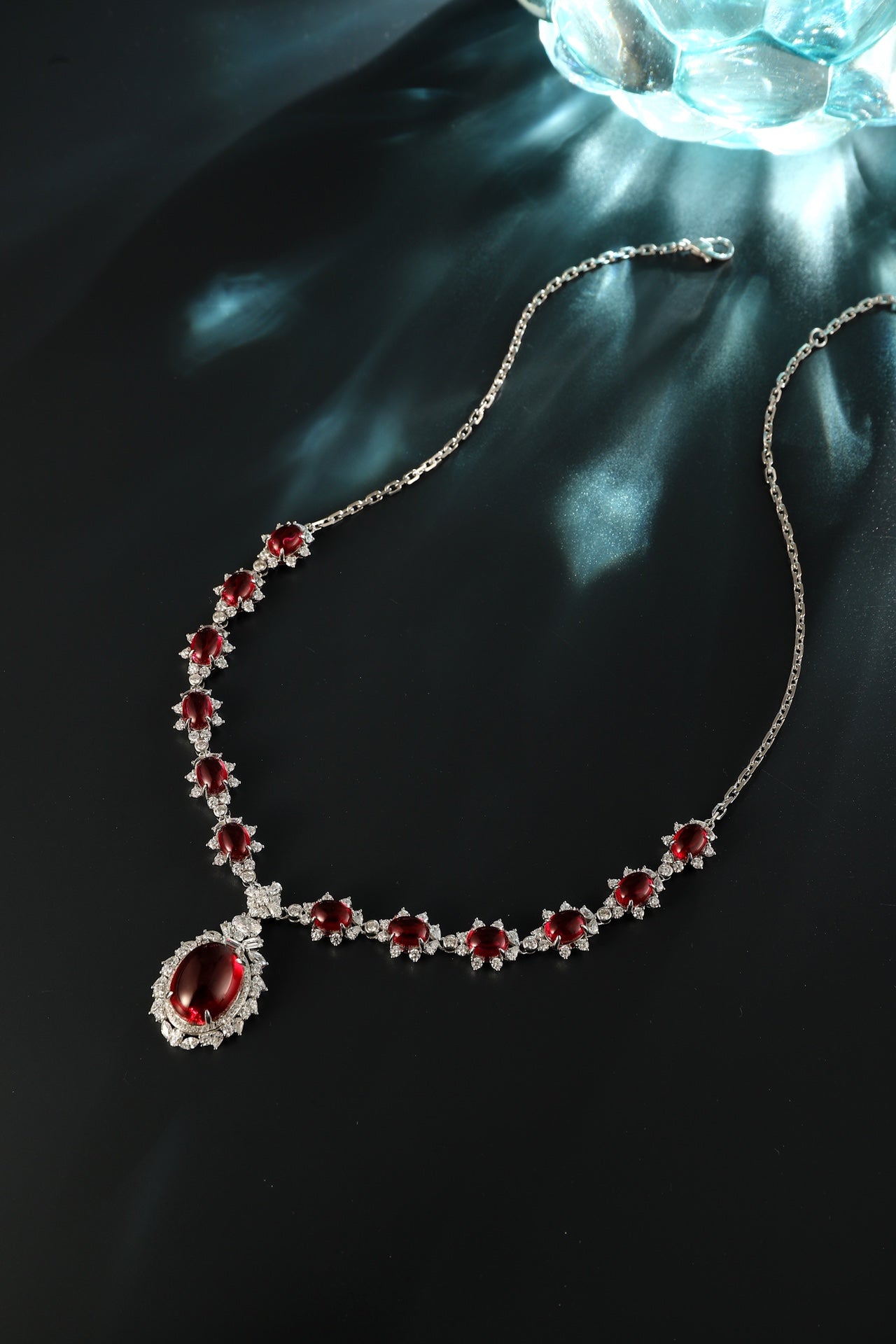 Ruby Velvet Lab-Created Ruby Statement Necklace