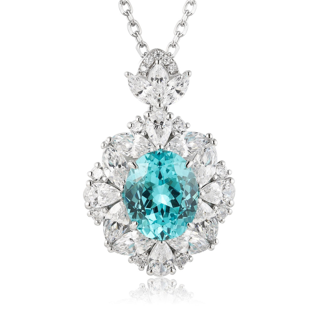 Paraiba Blossom Lab-Created Paraiba Pendant Necklace