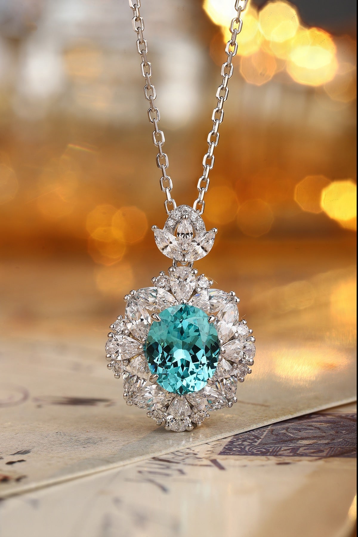 Paraiba Blossom Lab-Created Paraiba Pendant Necklace