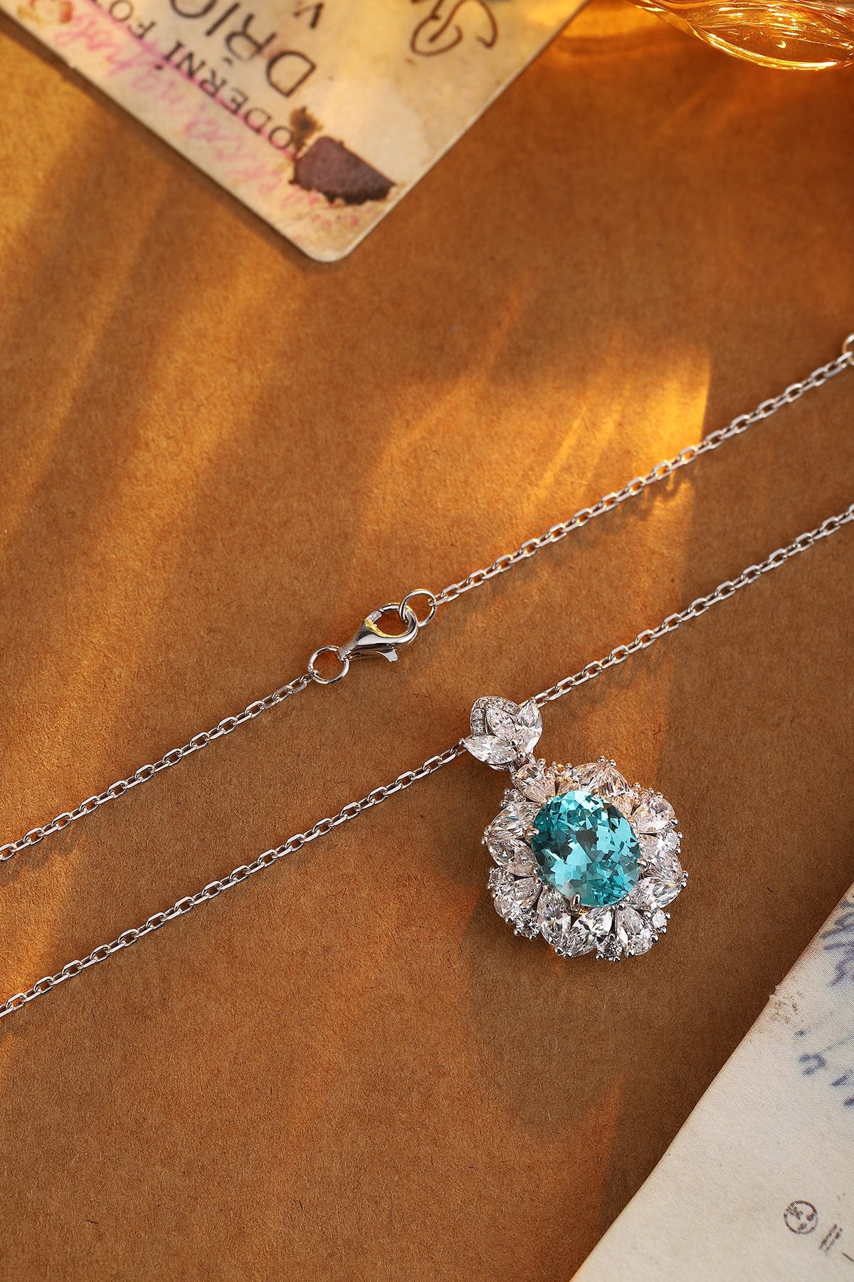 Paraiba Blossom Lab-Created Paraiba Pendant Necklace