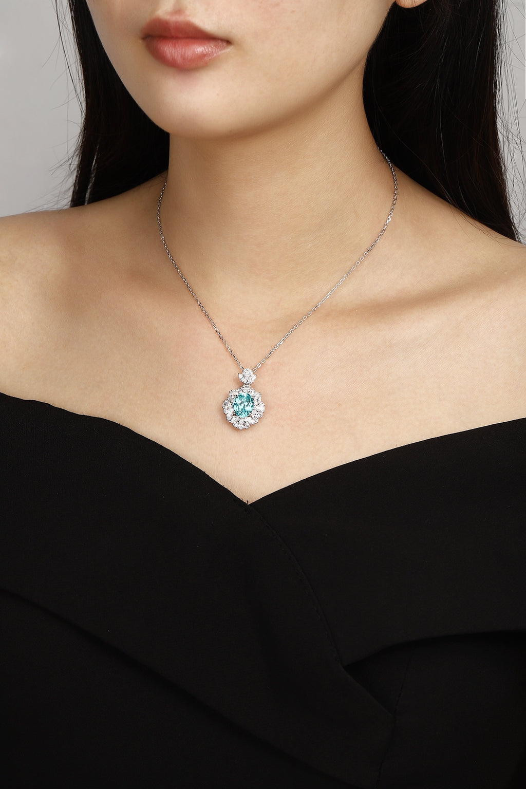Paraiba Blossom Lab-Created Paraiba Pendant Necklace