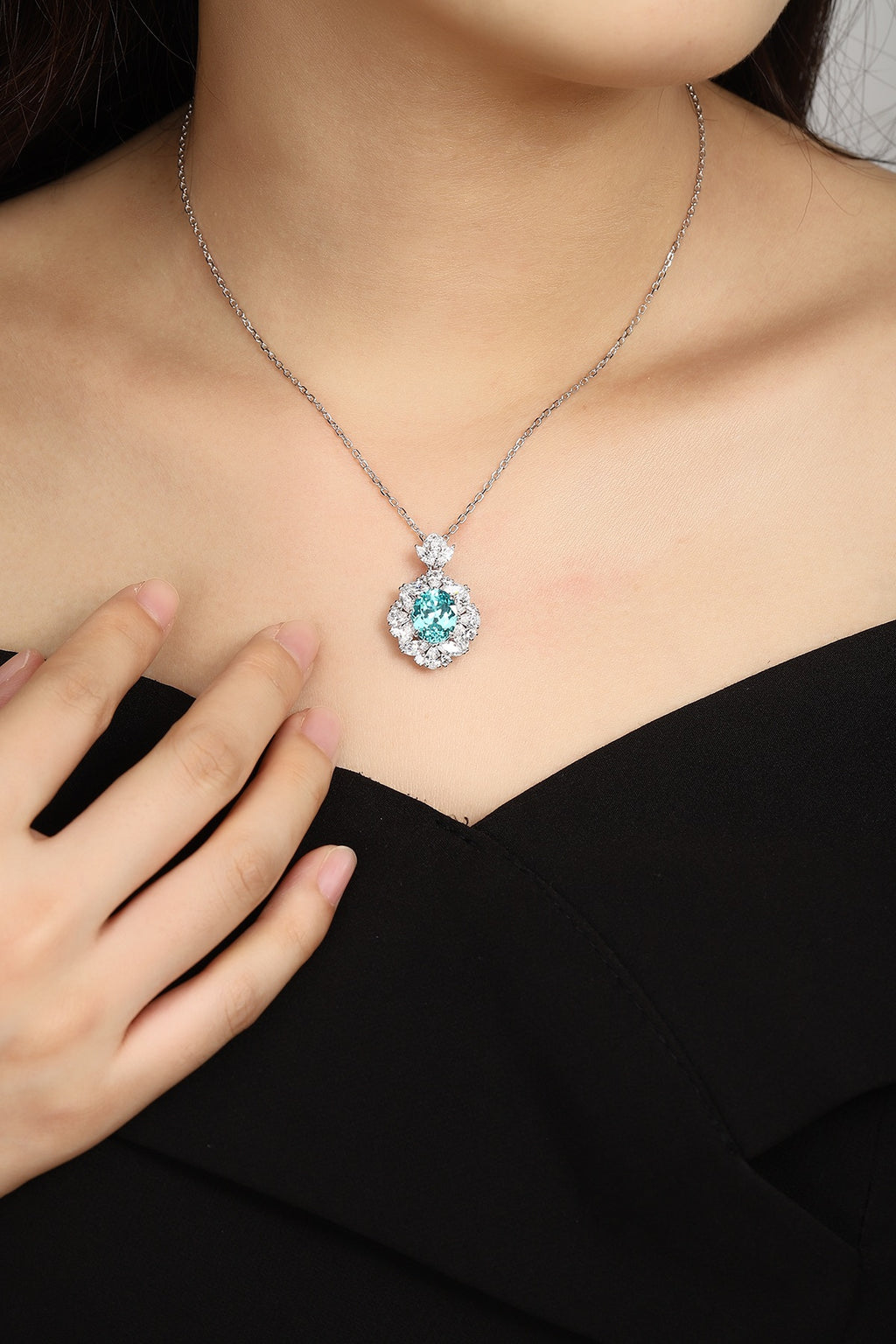 Paraiba Blossom Lab-Created Paraiba Pendant Necklace