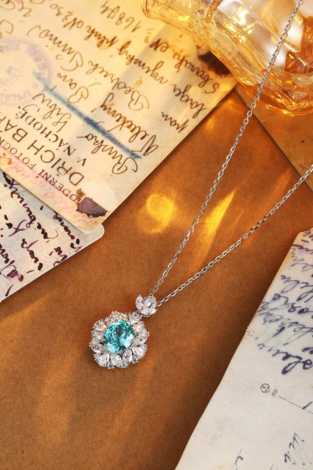 Paraiba Blossom Lab-Created Paraiba Pendant Necklace