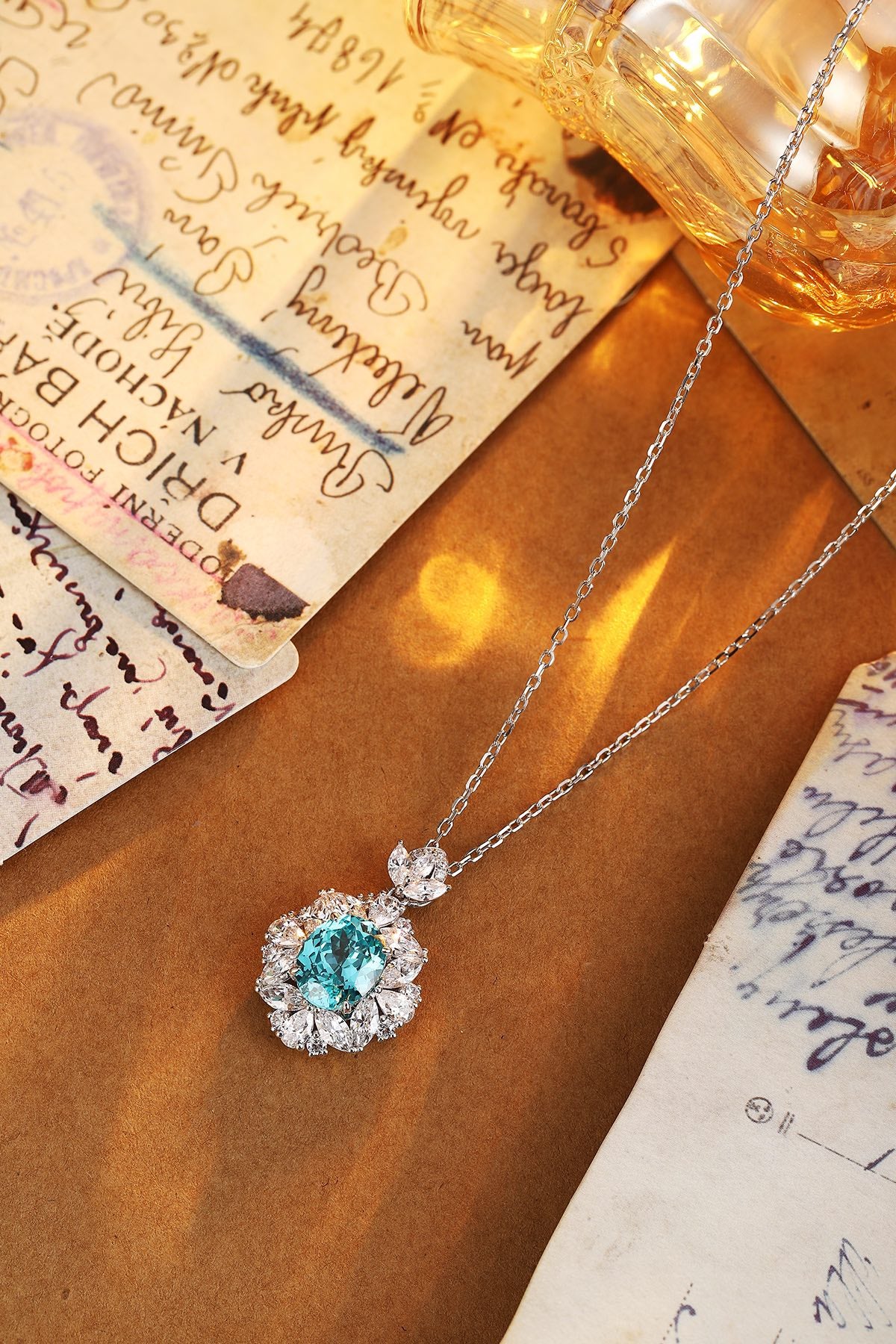 Paraiba Blossom Lab-Created Paraiba Pendant Necklace