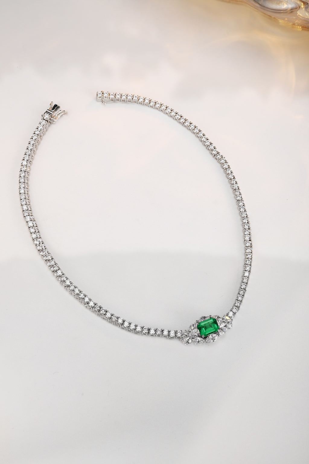 Emerald Spark Lab-Created Emerald Tennis Necklace