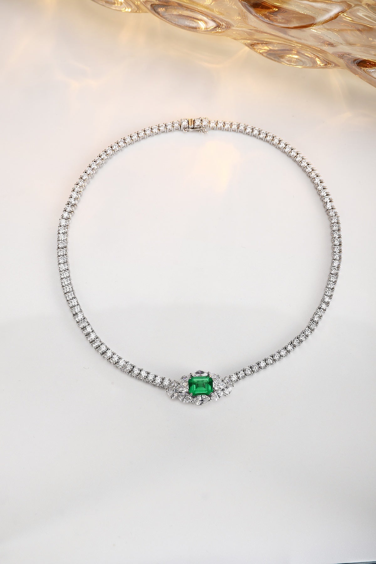 Emerald Spark Lab-Created Emerald Tennis Necklace