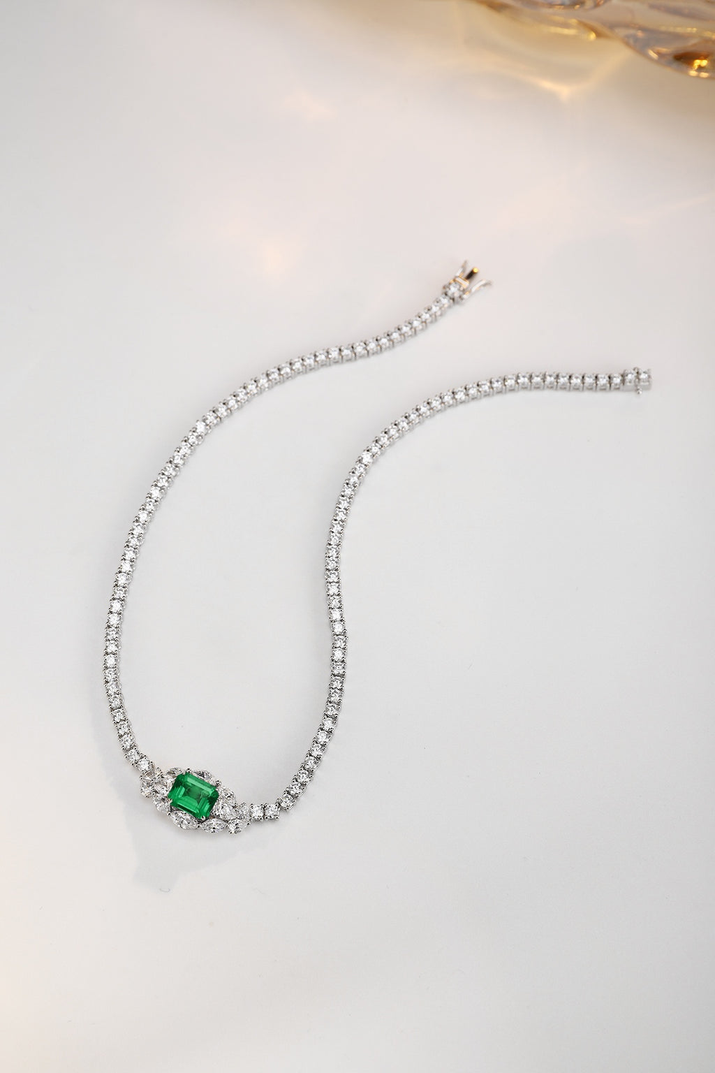 Emerald Spark Lab-Created Emerald Tennis Necklace