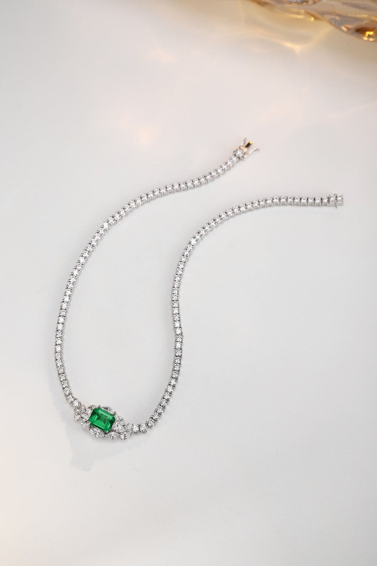 Emerald Spark Lab-Created Emerald Tennis Necklace