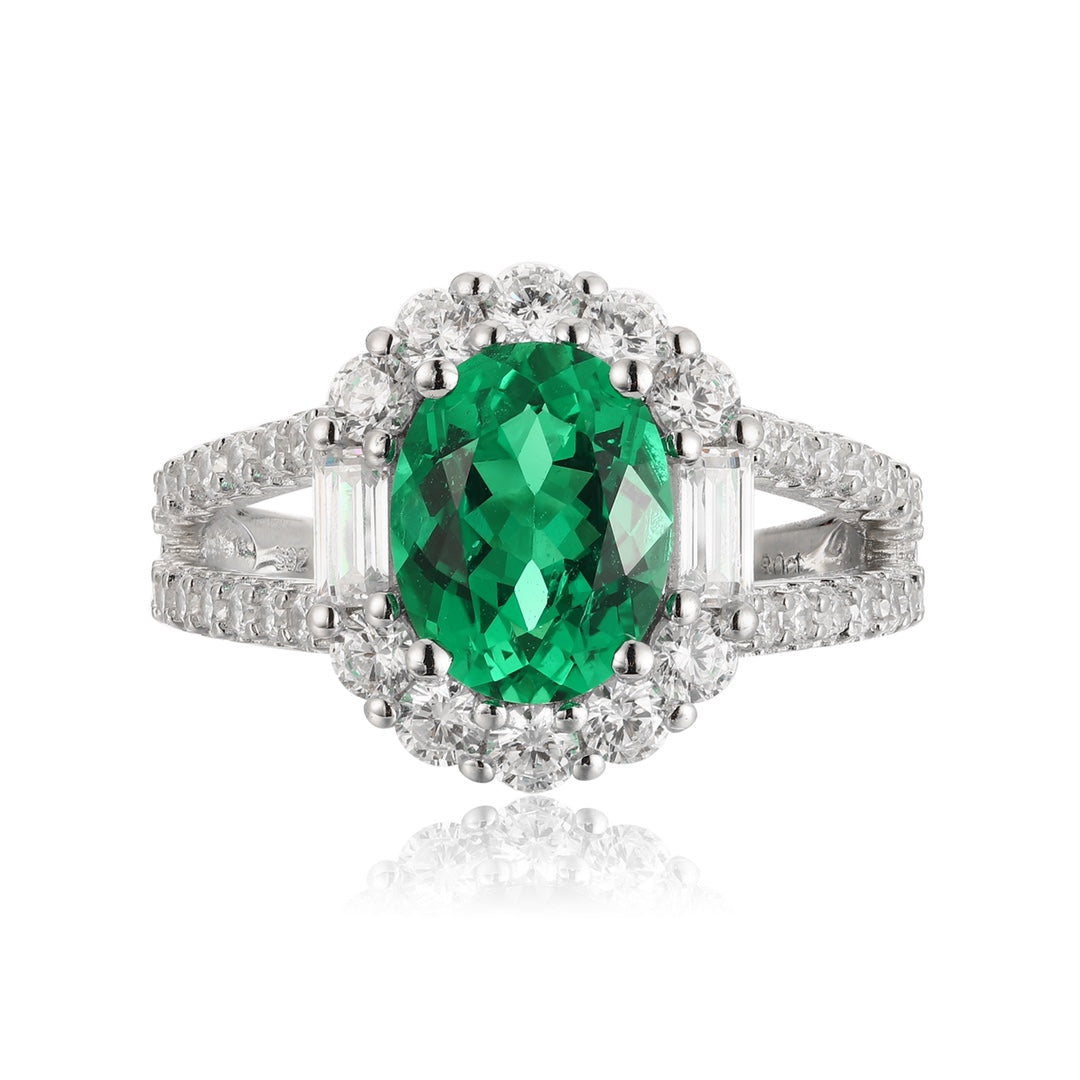 Emerald Lustre Lab-Created Emerald Cocktail Ring