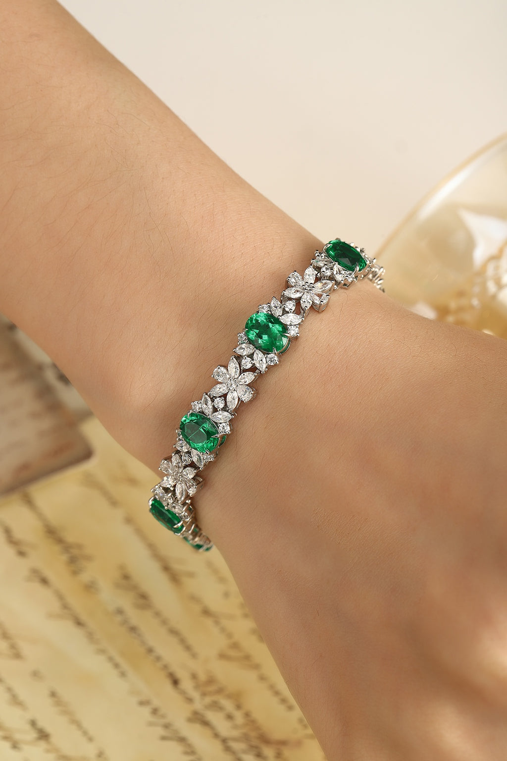 Emerald Garland Lab-Created Emerald Bracelet